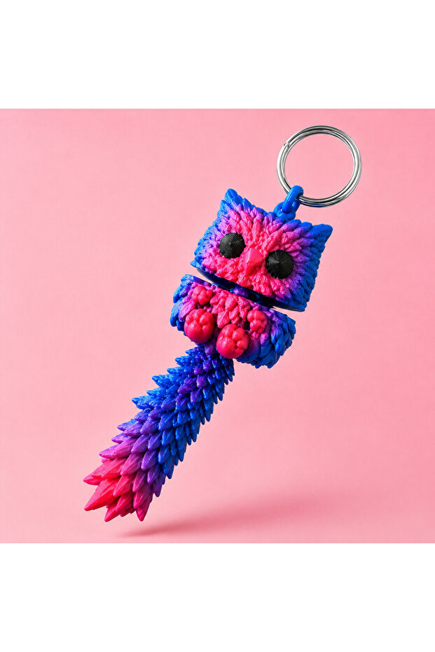 Gökkuşağı Baykuş Anahtarlık – Rainbow 3D Baskı Hareketli Figür