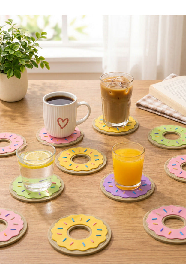 Donut Bardak Altlığı 4'lü Set – Dekoratif Masa Aksesuarı