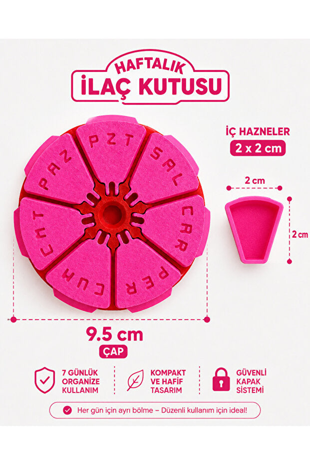 Haftalık İlaç Kutusu 7 Günlük Vitamin Saklama Kutusu – Siyah