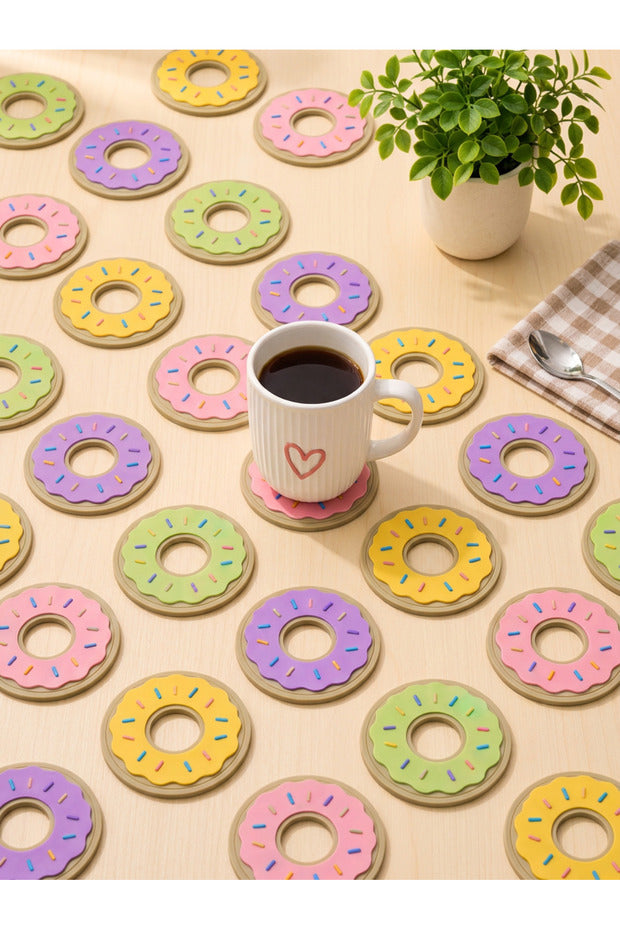 Donut Bardak Altlığı 4'lü Set – Dekoratif Masa Aksesuarı