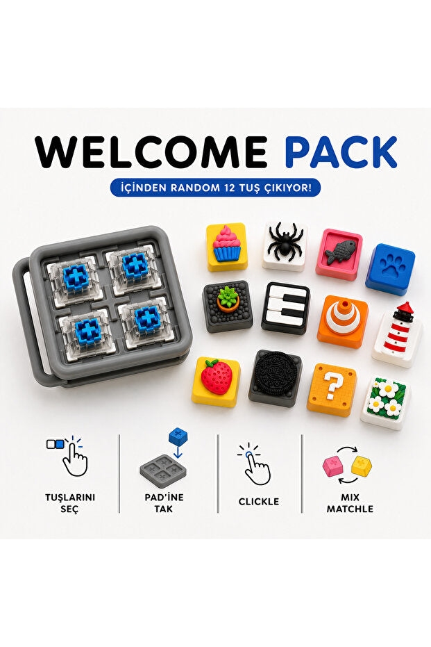 Pocket Pad Mekanik Klavye Clicker Anahtarlık