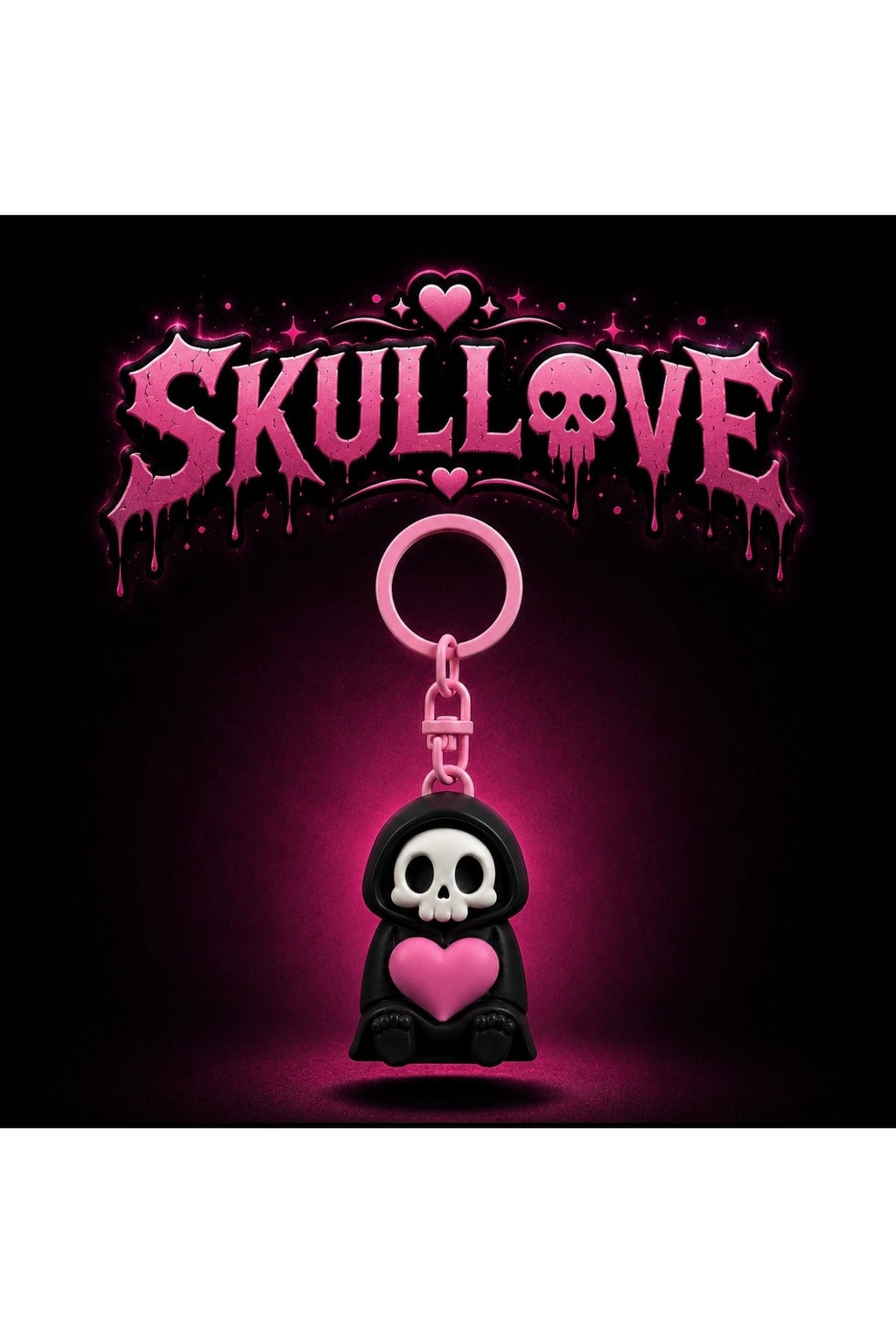 SKULLOVE Kuru Kafa Kalpli 3D Anahtarlık – Gotik Çanta Aksesuarı
