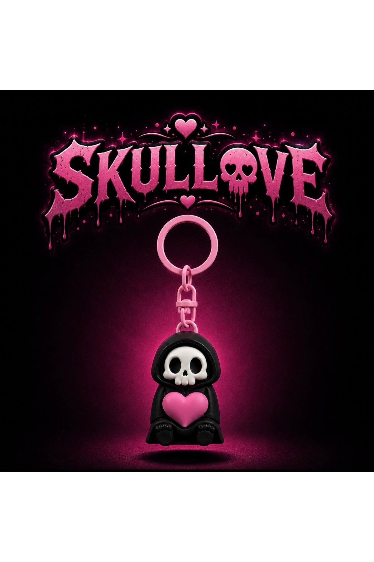 SKULLOVE Kuru Kafa Kalpli 3D Anahtarlık – Gotik Çanta Aksesuarı