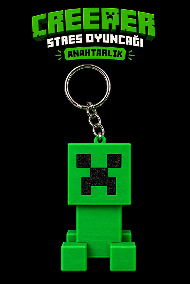 Minecraft Creeper Clicker Anahtarlık – Tıklamalı Stres Oyuncağı Fidget