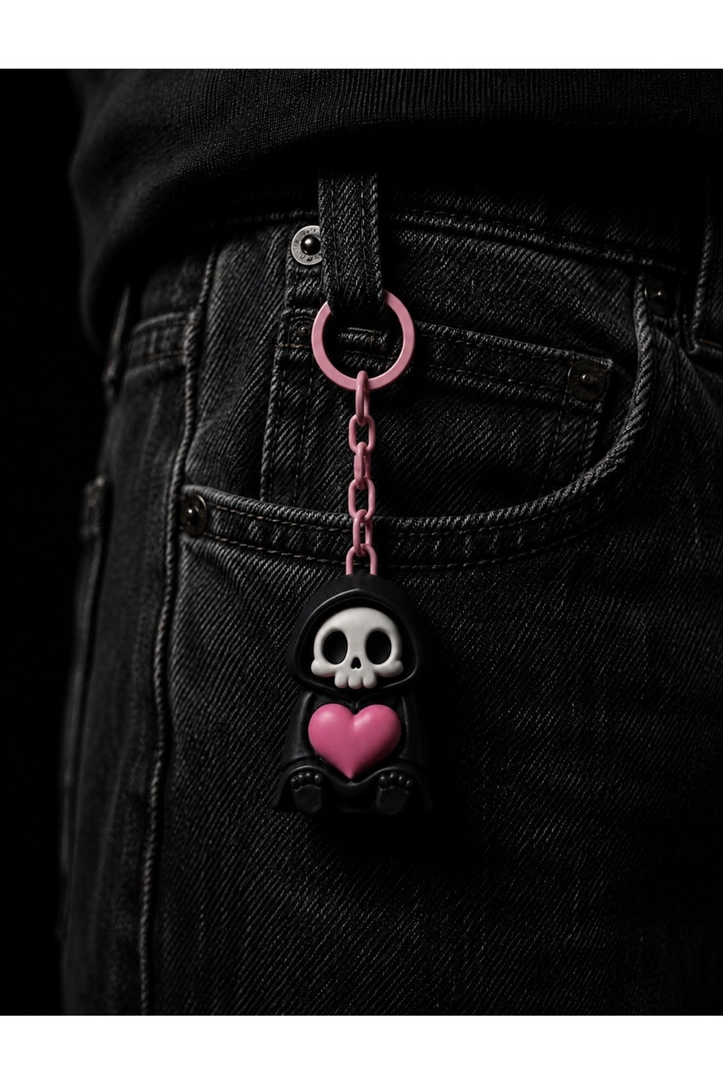 SKULLOVE Kuru Kafa Kalpli 3D Anahtarlık – Gotik Çanta Aksesuarı