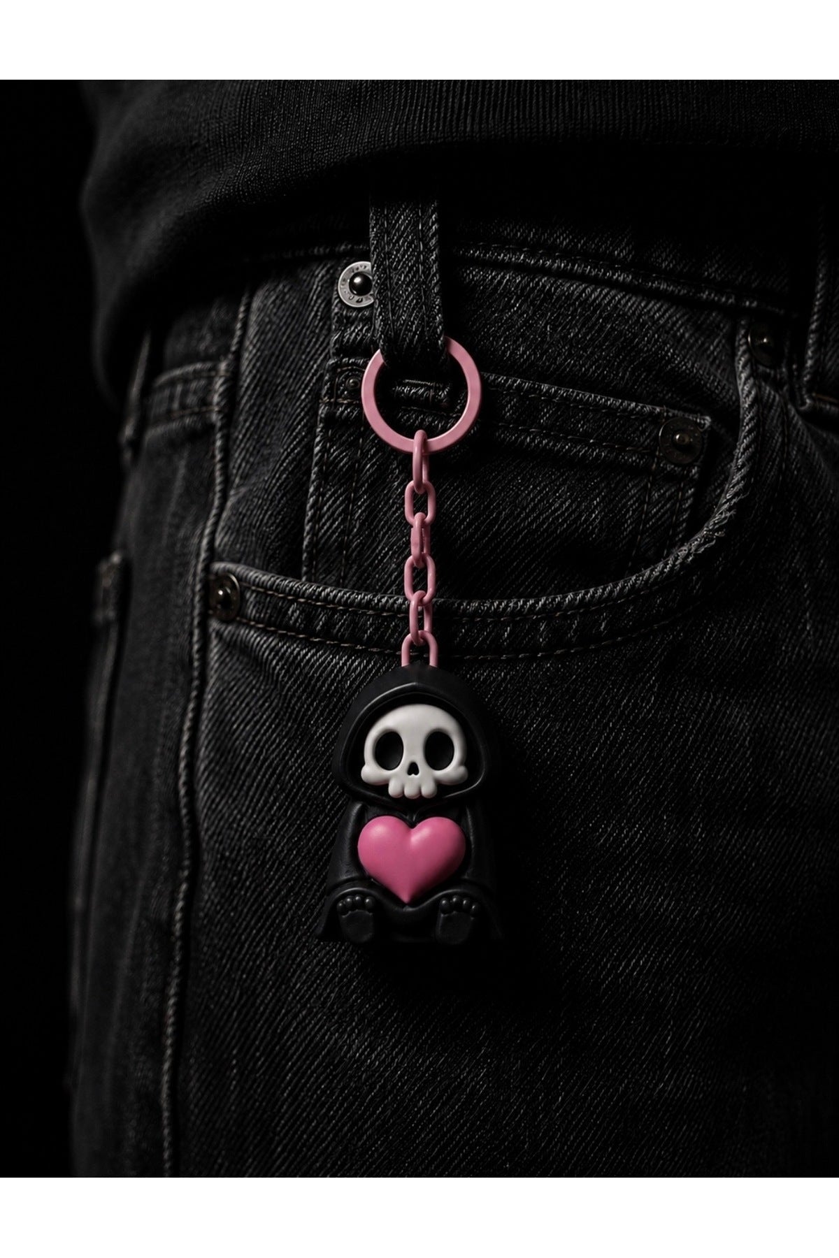 SKULLOVE Kuru Kafa Kalpli 3D Anahtarlık – Gotik Çanta Aksesuarı