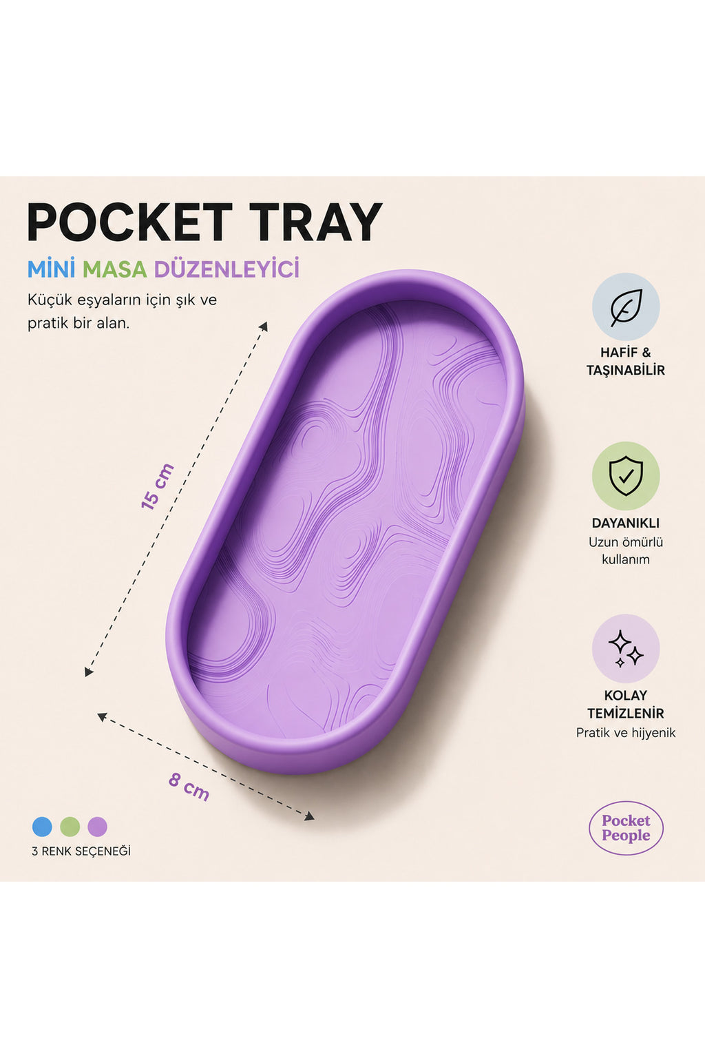 Pocket Tray Mini Masa Düzenleyici Organizer 15x8 cm