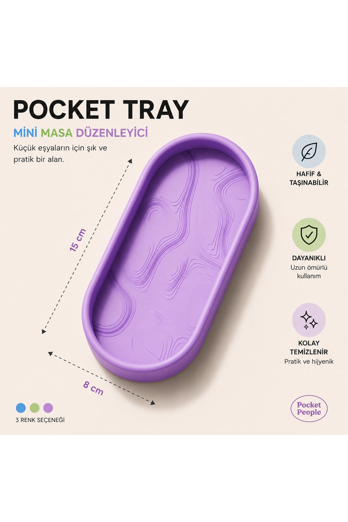 Pocket Tray Mini Masa Düzenleyici Organizer 15x8 cm