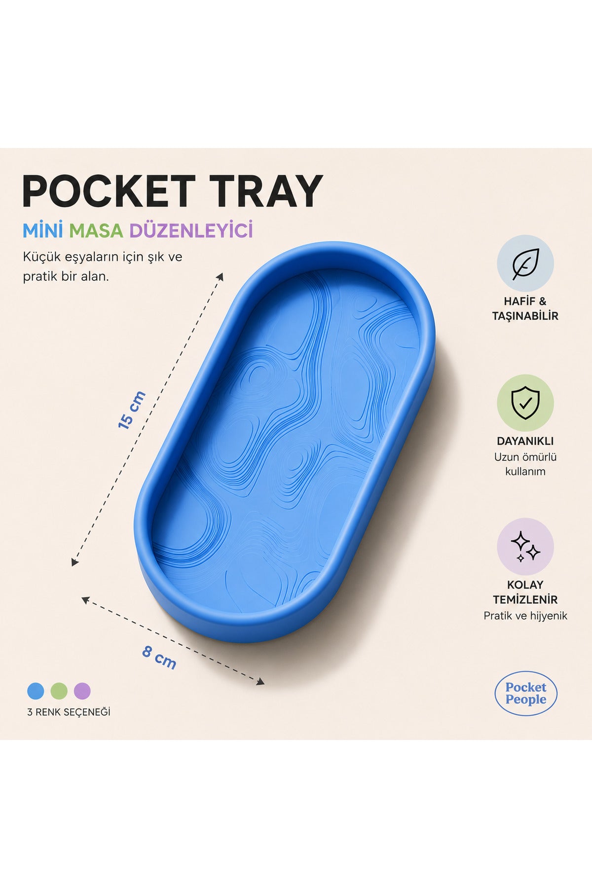 Pocket Tray Mini Masa Düzenleyici Organizer 15x8 cm