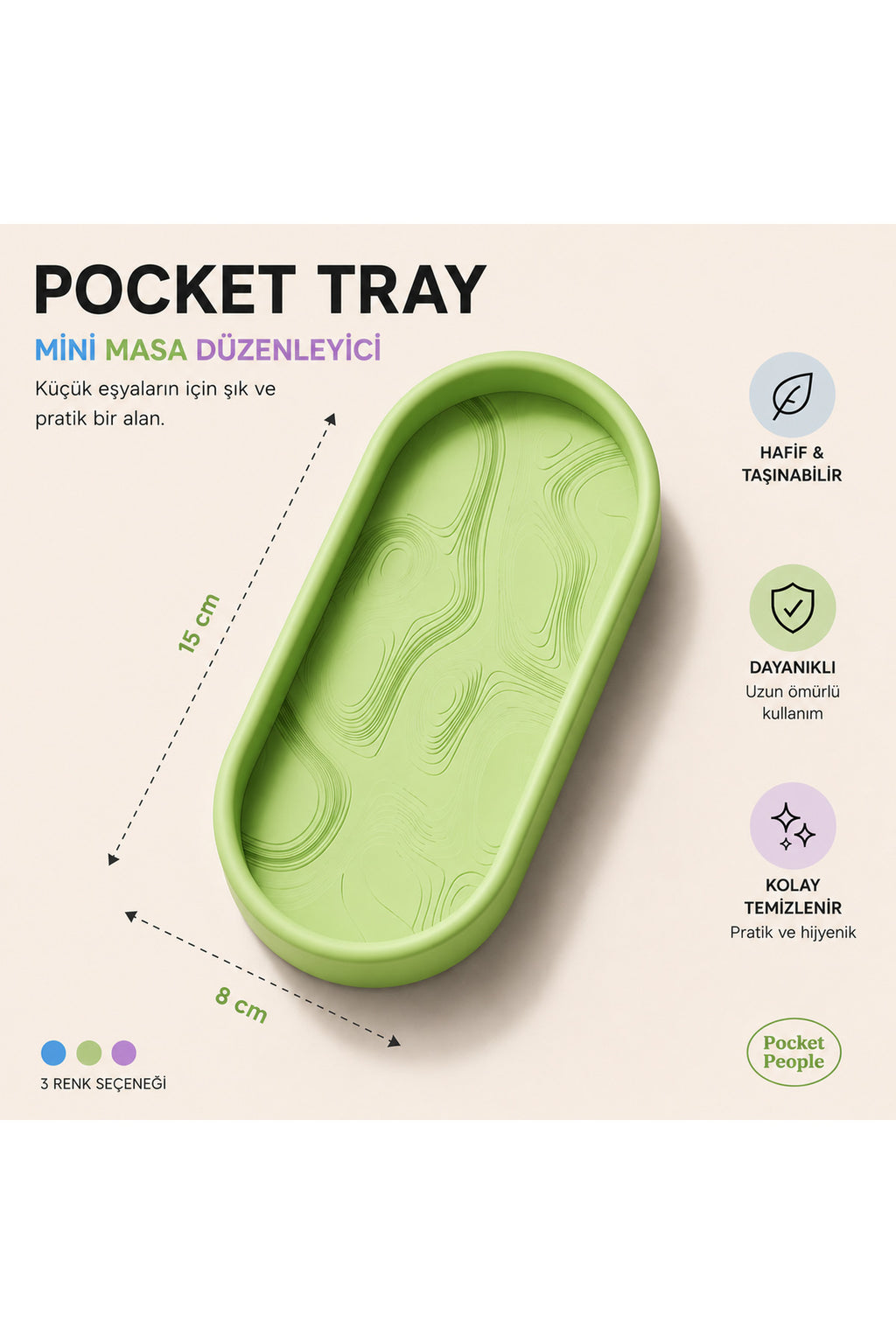 Pocket Tray Mini Masa Düzenleyici Organizer 15x8 cm