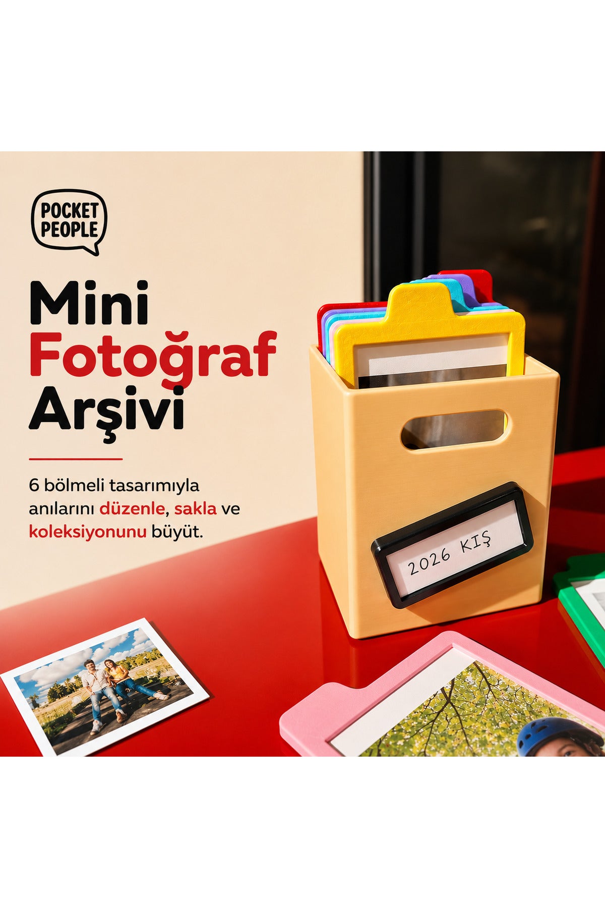 Mini Fotoğraf Saklama Kutusu – 6 Bölmeli Fotoğraf Düzenleyici