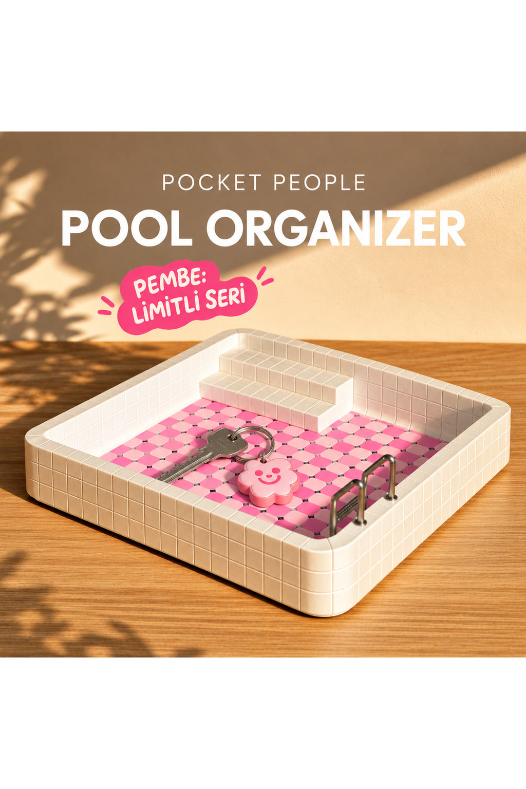 Pool Organizer Pembe anahtarlık ile
