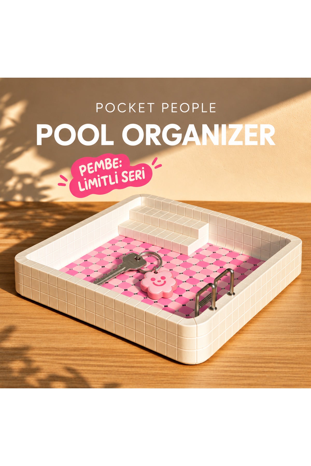Pool Organizer Pembe anahtarlık ile
