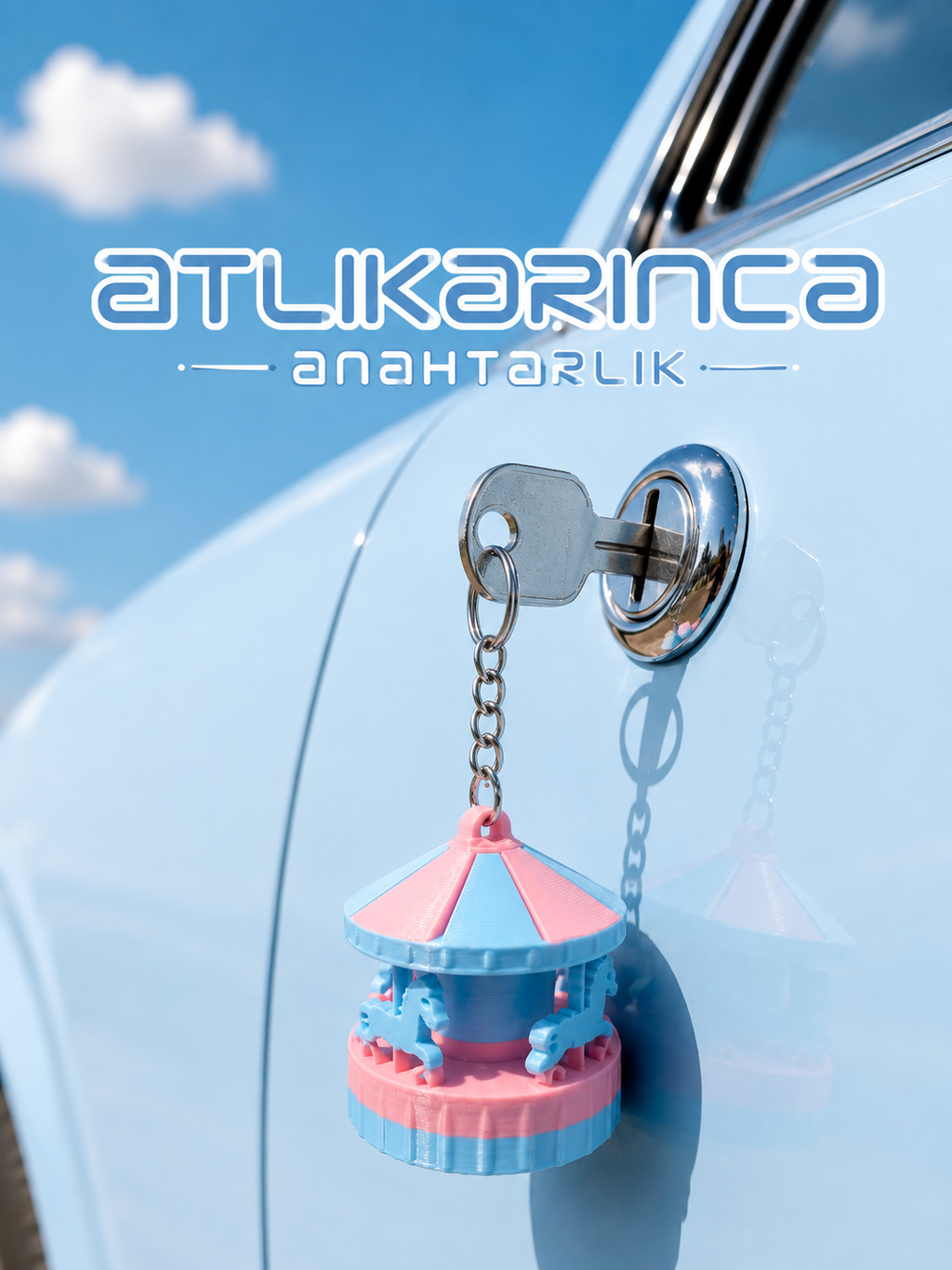 Atlıkarınca Anahtarlık – 3D Carousel Çanta Süsü