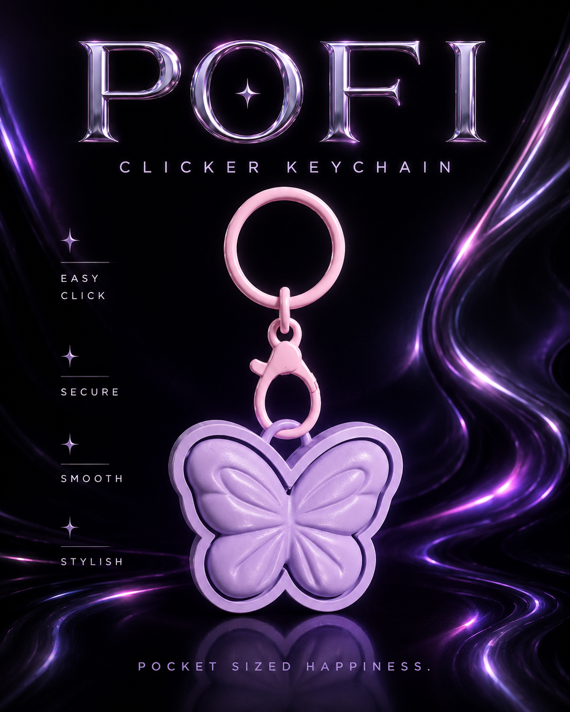POFI Clicker Anahtarlık – Fidget Stres Oyuncağı Çanta Süsü