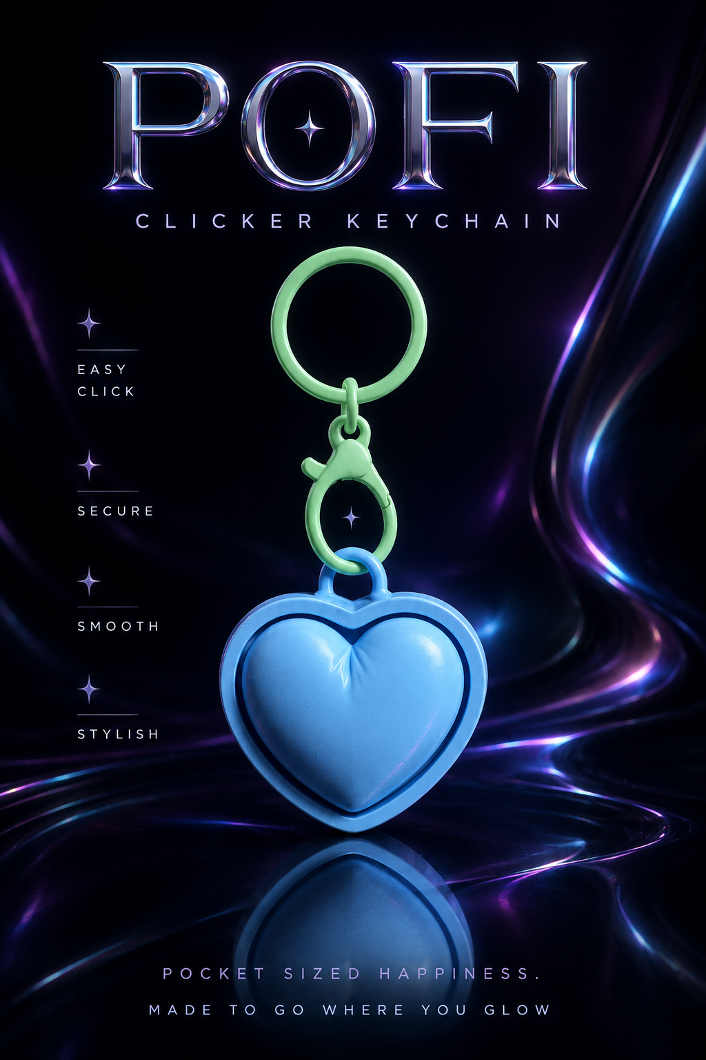 POFI Clicker Anahtarlık – Fidget Stres Oyuncağı Çanta Süsü