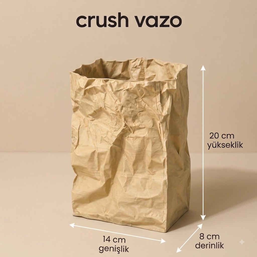 Dekoratif Vazo Crush 20 cm – Buruşuk Kağıt Görünümlü Vazo