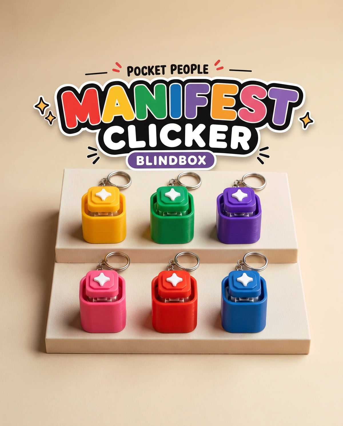Manifest blind box clicker anahtarlık – stres giderici fidget