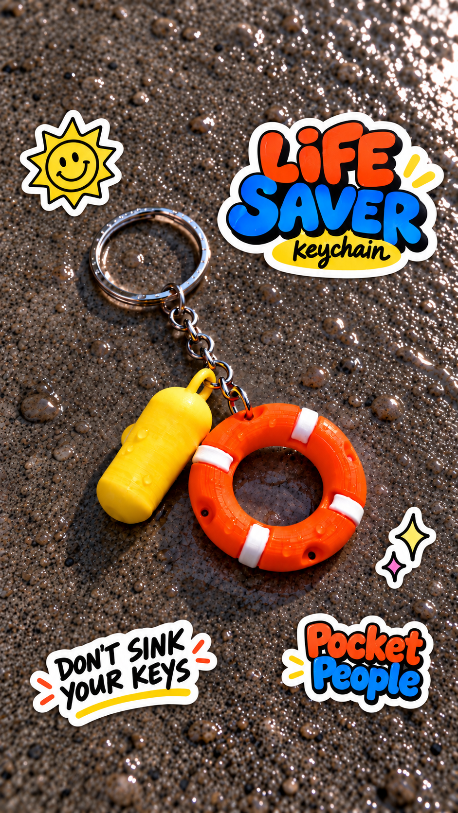 Life Saver Cankurtaran Simidi Anahtarlık – Şamandıra Figürlü 3D Baskı Çanta Süsü, Yaz &amp; Plaj Temalı Hediyelik