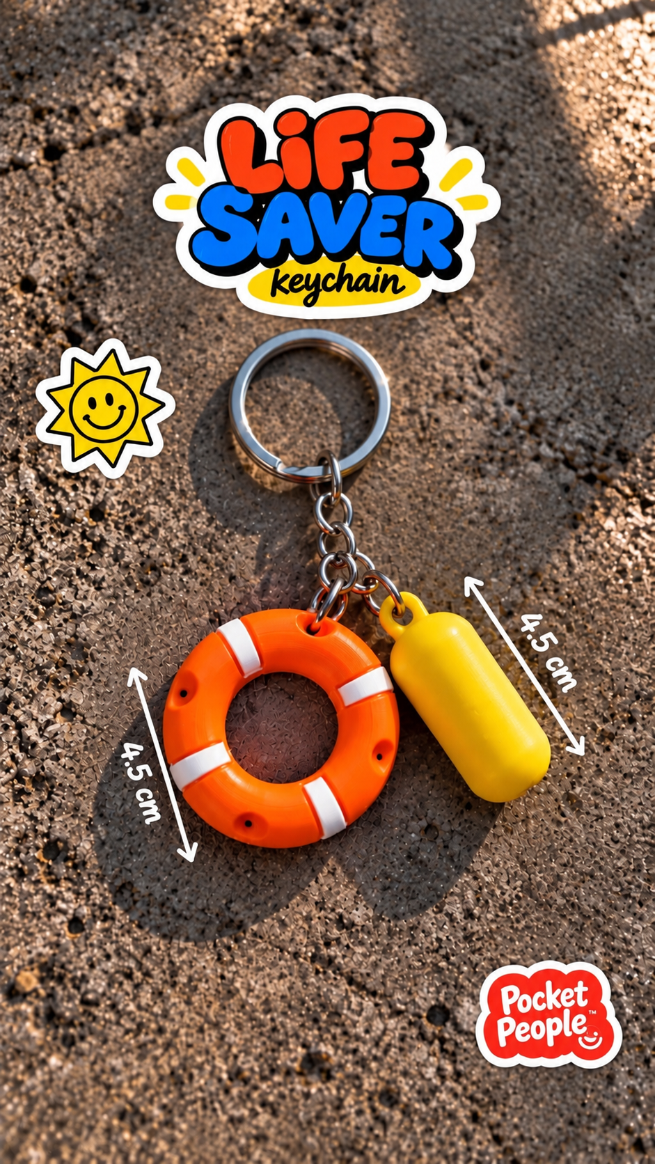 Life Saver Cankurtaran Simidi Anahtarlık – Şamandıra Figürlü 3D Baskı Çanta Süsü, Yaz &amp; Plaj Temalı Hediyelik