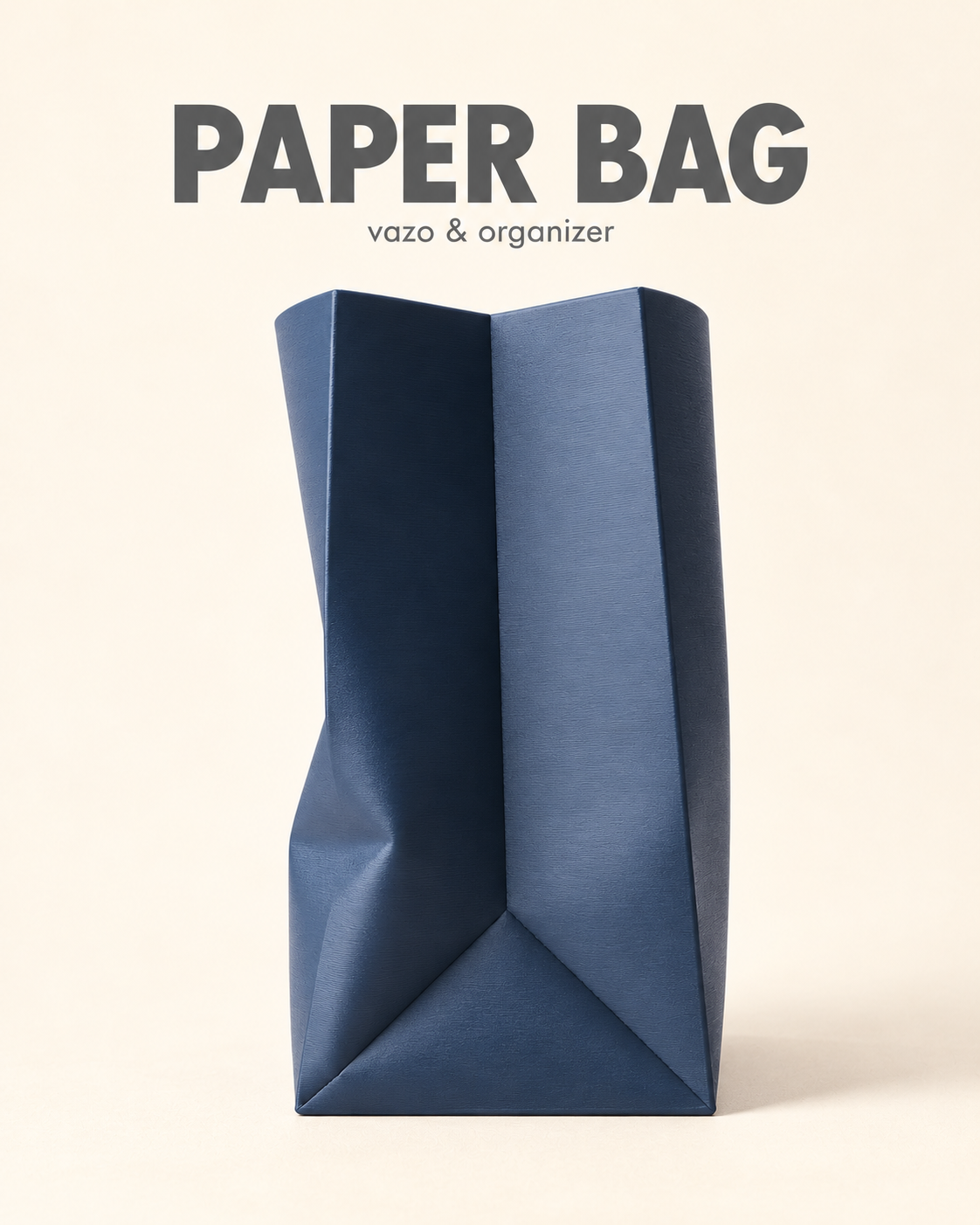 Paper Bag vazo Stone Blue önden