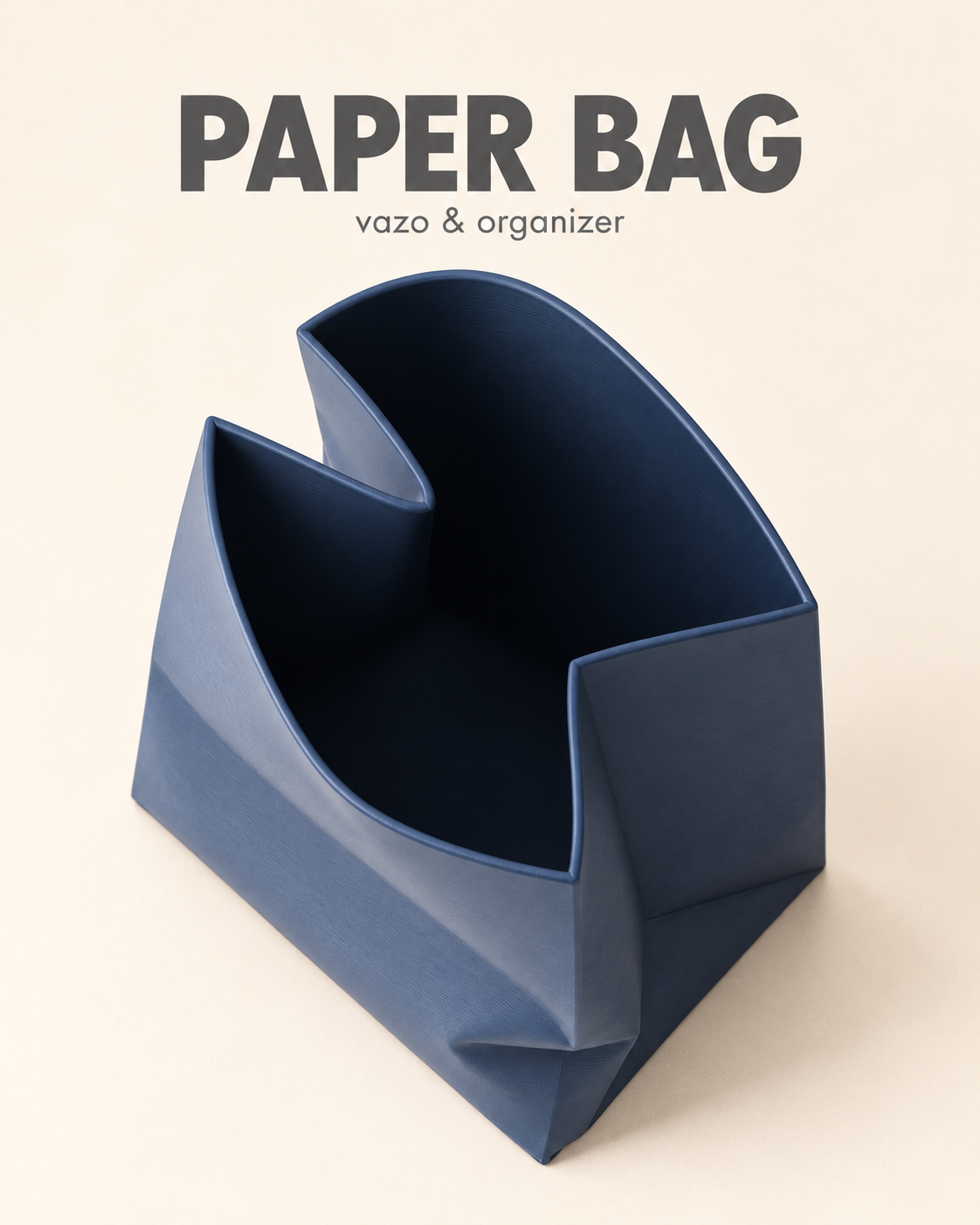 Paper Bag vazo Stone Blue üstten