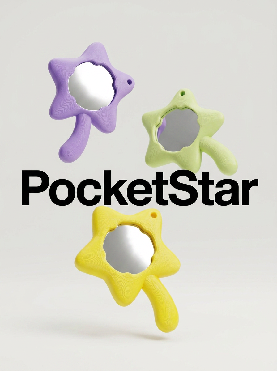 PocketStar Yıldız Cep Aynası Anahtarlık – Mini El Aynası