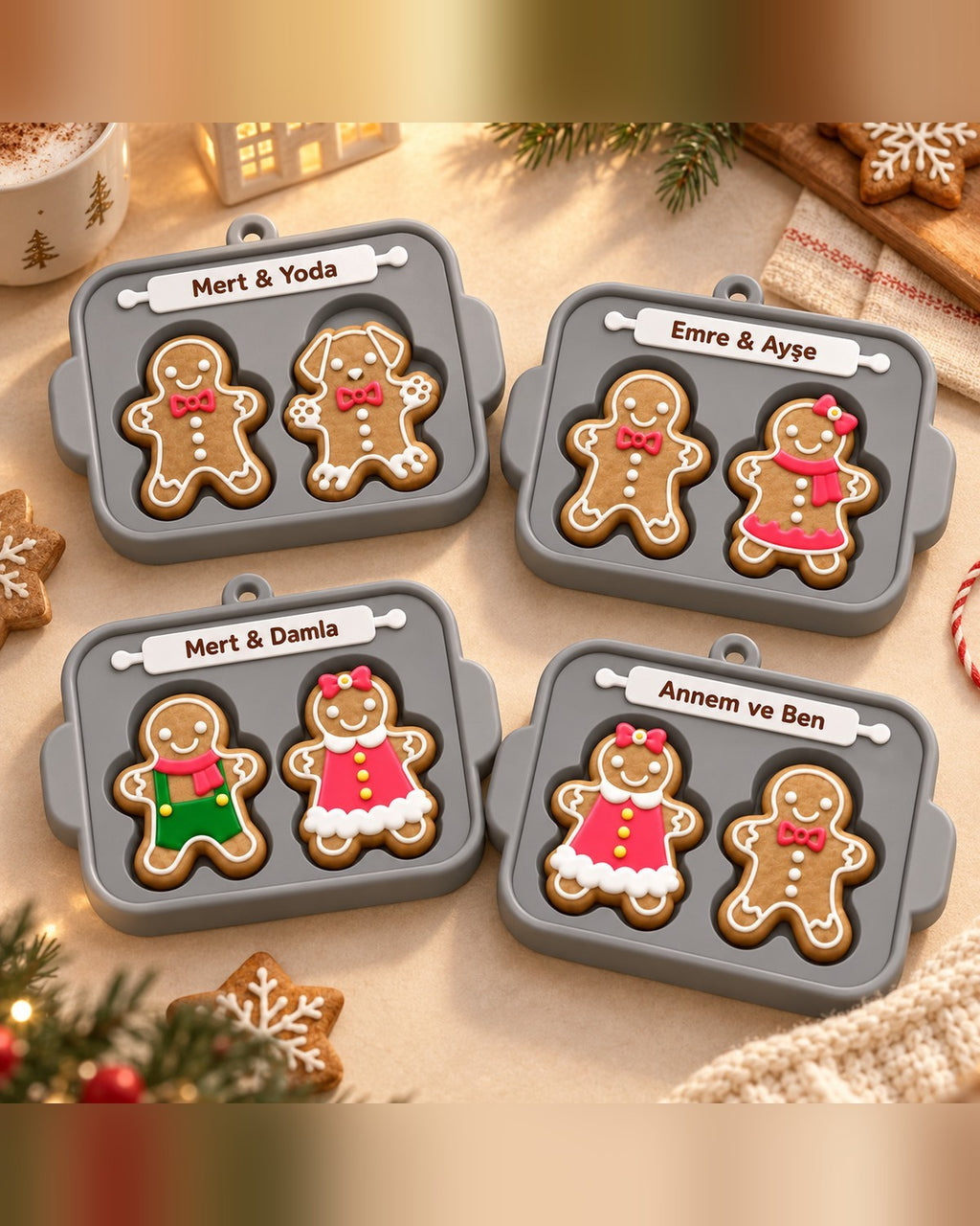 Kişiye Özel Gingerbread Family