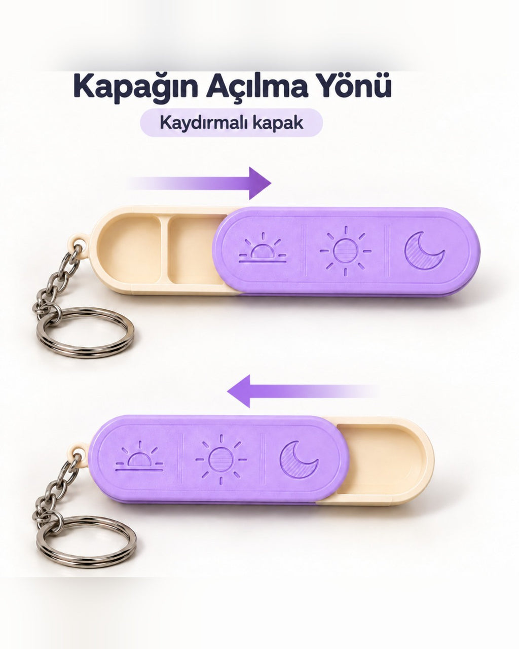 3 Bölmeli İlaç ve Vitamin Kutusu Anahtarlık