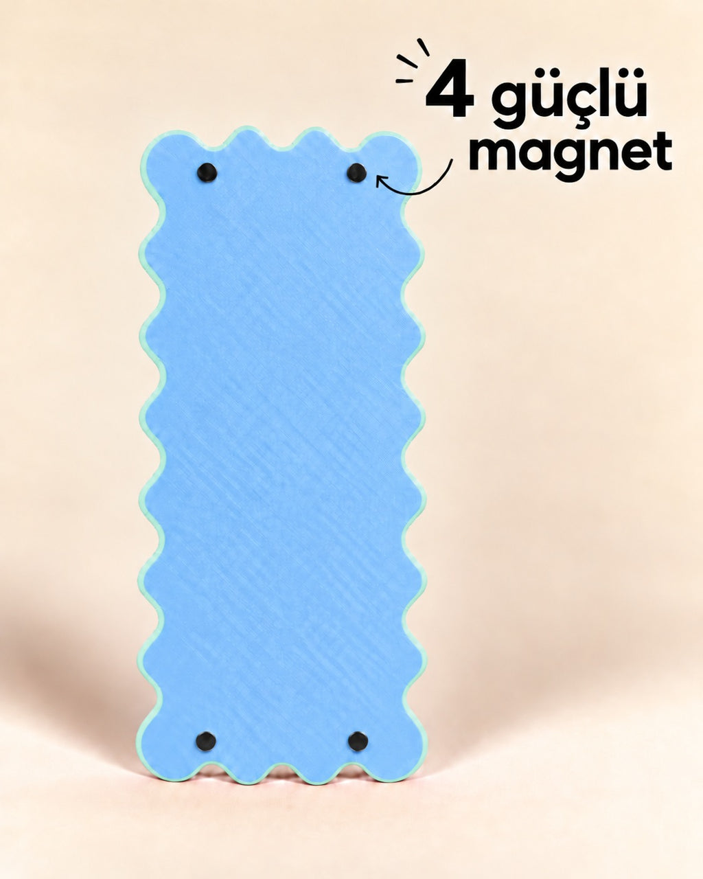 Wavy Pop mavi arka yüz 4 güçlü magnet