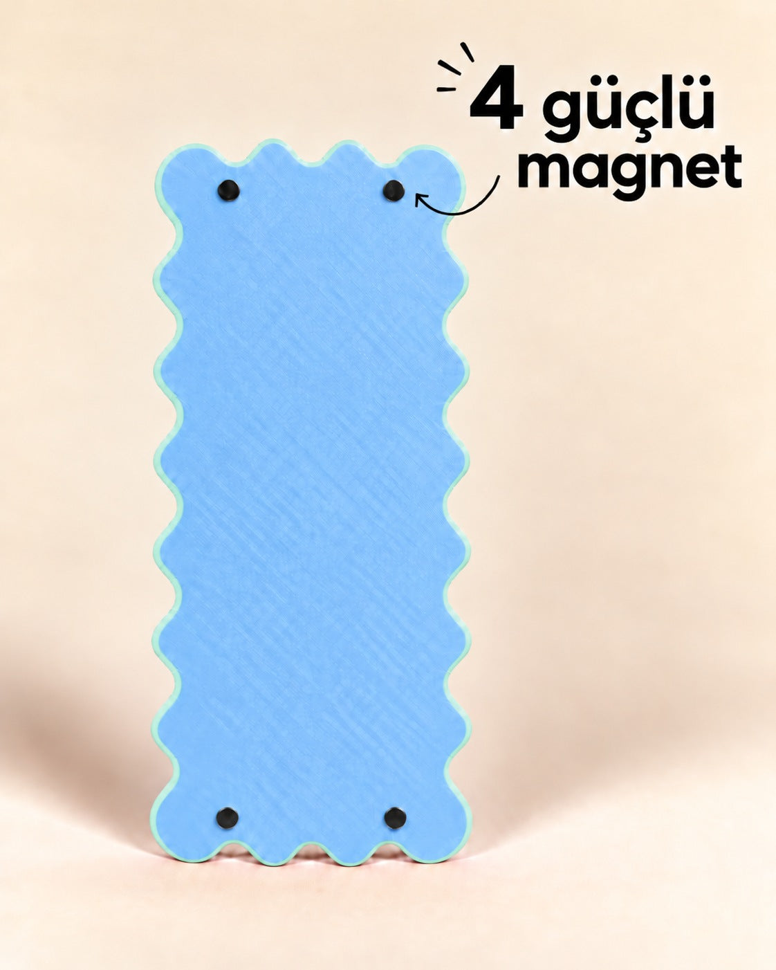 Wavy Pop mavi arka yüz 4 güçlü magnet