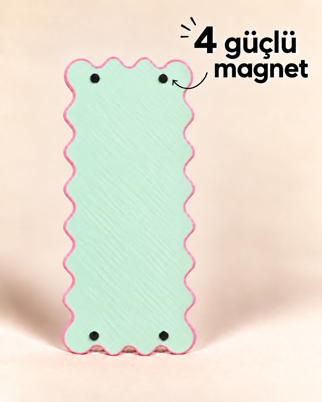 Wavy Pop su yeşili arka yüz 4 güçlü magnet